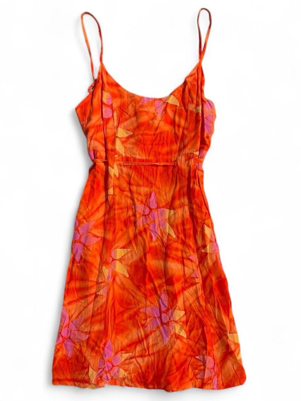 Spaghetti Strap Mini Dress in Orange Floral